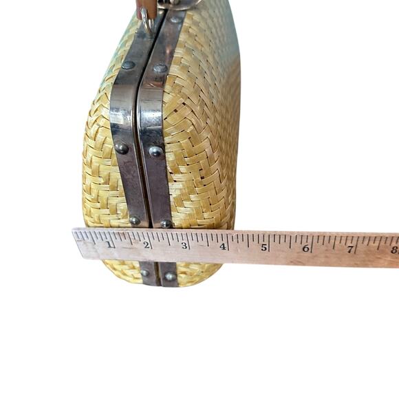 Vintage Rich’s Wicker Handbag Bamboo Top Handle Italian Woven Rattan Purse - Picture 13 of 15